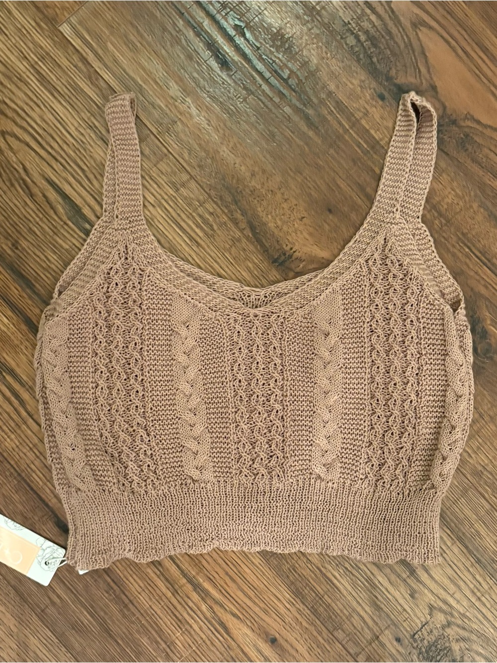 NWT C+D+M Textured Knit Crop Tank Top in Taupe Size S
